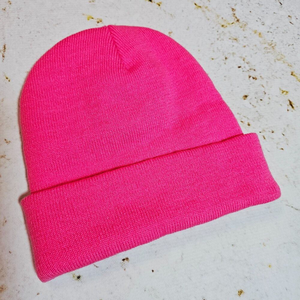 Red Aspen Ambassador Hot Pink Knit Beanie Hat Cuffed Skull Cap EUC - Picture 2 of 3